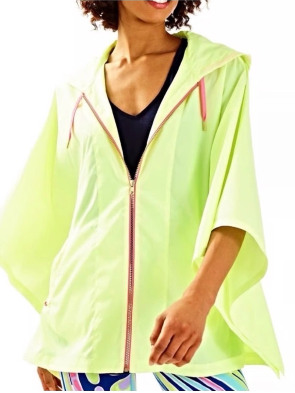 Lilly Pulitzer Neon Lime Hooded Tropical Storm Poncho  L/XL